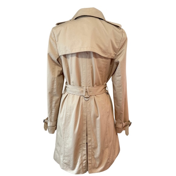 NWOT Banana Republic Sz L Trench Coat with Belt Knee Length Khaki Tan Modern - Picture 9 of 13